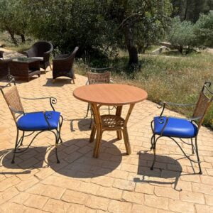 Conjunto de jardín con mesa redonda 120 cm + 4 sillas, color gris -  Dominica - Don Baraton: tienda de sofás, colchones y muebles